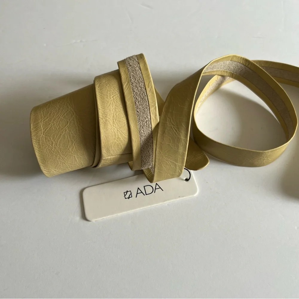 ADA LEATHER WRAP BELT PALE YELLOW OS NWT